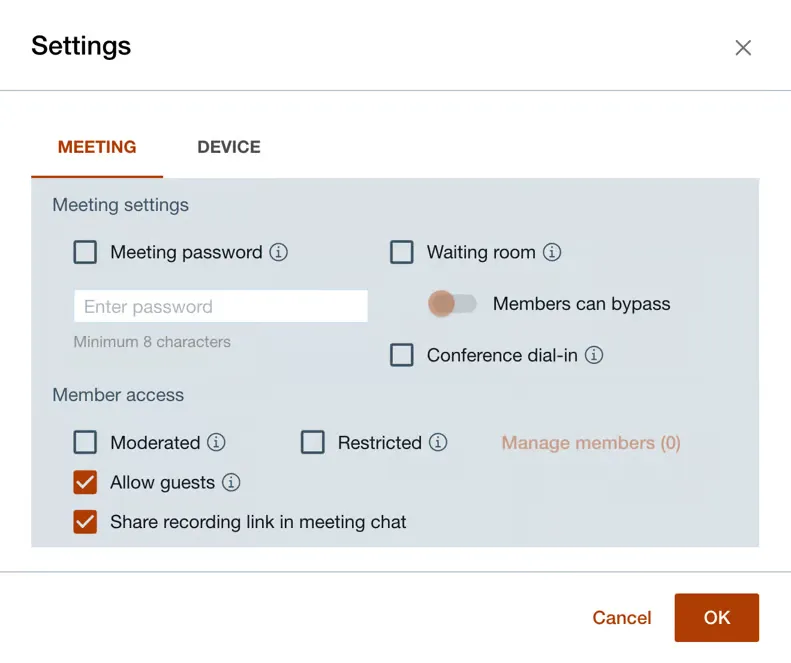 In-Meeting Settings
