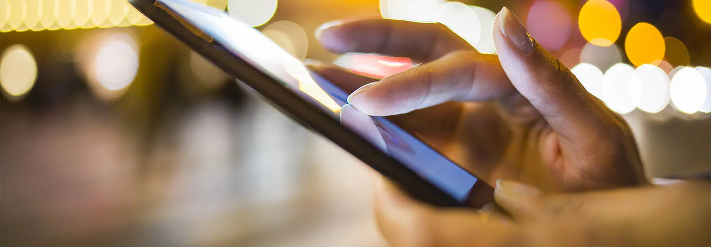 banner showcasing fingure is scrowaling screen